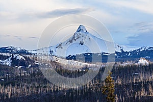 Mount Hood in Oregon covered with snow USA