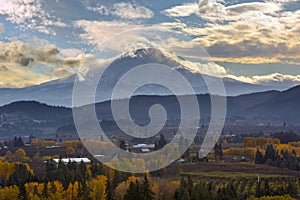 Mount Hood over Hood River Valley in Fall