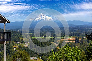 Mount Hood View from Backyard Deck in Portland Oregon