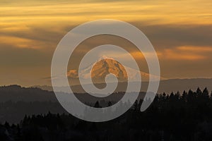 Mount Hood View during Hazy Sunset