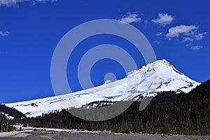 Mount Hood Volcano with Spring Snow, Cascades Range, Pacific Northwest, Oregon