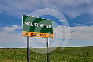 US Highway Exit Sign for Mount Horeb photo