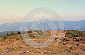 Mount Hoverla hanging peak of the Ukrainian Carpathians against the background of the sky