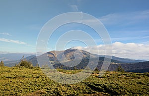 Mount Hoverla hanging peak of the Ukrainian Carpathians against the background of the sky