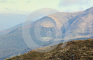 Mount Hoverla hanging peak of the Ukrainian Carpathians against the background of the sky