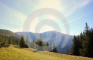 Mount Hoverla hanging peak of the Ukrainian Carpathians against the background of the sky