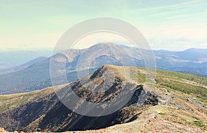 Mount Hoverla hanging peak of the Ukrainian Carpathians against the background of the sky