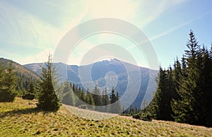 Mount Hoverla hanging peak of the Ukrainian Carpathians against the background of the sky