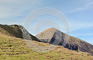 Mount Hoverla hanging peak of the Ukrainian Carpathians against the background of the sky