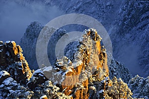 Mount Huangshan sunrise in winter