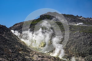 Mount Io-zan, naked mountain, Hokkaido, Japan