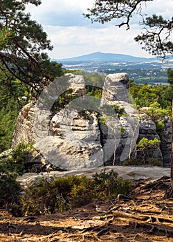 mount Jested and sandstone rock city czech paradise photo