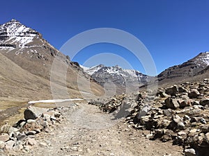 Mount Kailash Kora in Spring in Tibet in China.