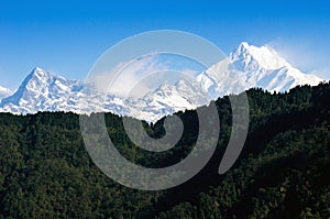 Mount Kanchenjunga range of the himalayas at first light