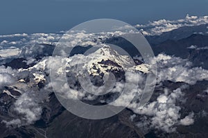 Mount Kazbek surrounded by clouds