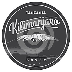 Mount Kilimanjaro in Africa, Tanzania outdoor adventure badge. Higest volcano on Earth illustration. photo