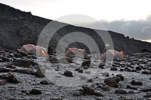 Mount Kilimanjaro base camp at the sunrise