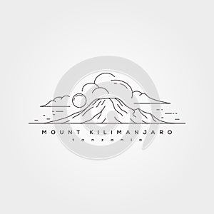 mount kilimanjaro landscape line art vector symbol illustration design, tanzania mountain national park minimal design