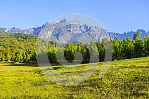 Mount Kinabalu during blue sky