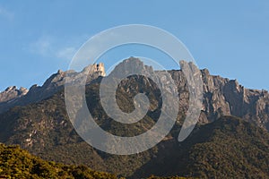 Mount Kinabalu with blue sky at Kundasang, Sabah, East Malaysia