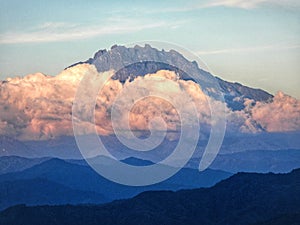 Mount Kinabalu covered by clouds