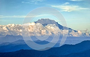 Mount Kinabalu covered by clouds