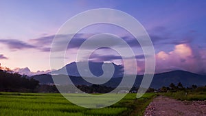 Mount Kinabalu during Sunset .