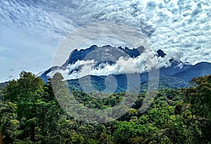 Mount Kinabalu with surrounded clouds