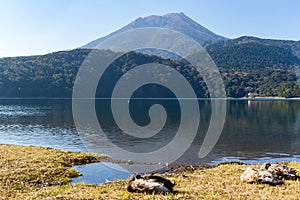Mount Kirishima and lake