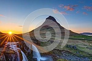 Mount Kirkjufell before sunset