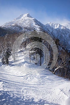 Mount Kurodake view during winter.