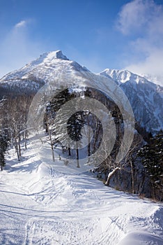 Mount Kurodake view during winter.