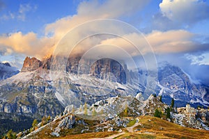 Mount Lagazuoi, Falzarego path, Dolomites photo