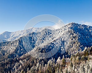 Mount leconte in snow in smokies