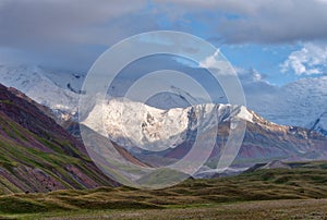 Mount Lenin seen from Basecamp in Kyrgyzstan taken in August 2018