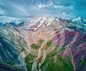 Mount Lenin seen from Basecamp in Kyrgyzstan taken in August 2018