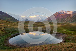 Mount Lenin seen from Basecamp in Kyrgyzstan taken in August 2018