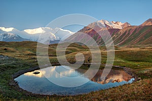 Mount Lenin seen from Basecamp in Kyrgyzstan taken in August 2018