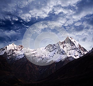 Mount Machapuchare & x28;Fishtail& x29;, view from Annapurna Base Camp, Ne