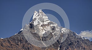 Mount machapuchare located in the annapurna mountain range