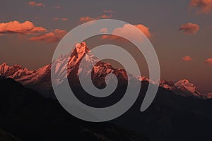 Mount Machapuchare at sunset