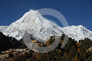 Mount Manaslu in Nepal Himalaya