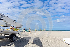 Members Mount Maunganui Surf Lifesavers club head down beach