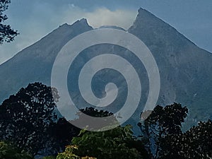 Mount Merapi seen from Deles in Klaten photo
