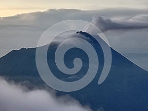 Mount Merapi view from Savana Merbabu Mt