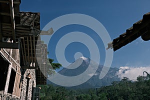 Mount Merapi Yogyakarta Central Java Indonesia as seen from Cangkringan Sleman Yogyakarta