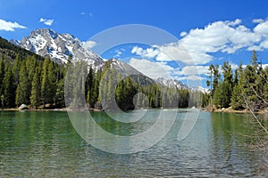 Grand Teton National Park, Rocky Mountains, String Lake with Mount Moran, Wyoming, USA photo