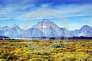 Mount Moran from Willow Flats in Grand Teton National Park, Wyoming