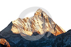 Mount Nanda Devi isolated on white Himalaya mountain