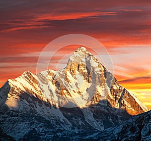 Mount Nanda Devi sunset view India Himalaya mountain photo